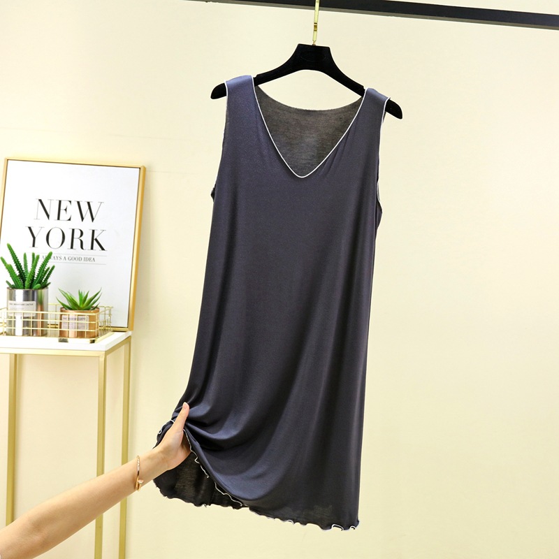 V82160 Large size women's summer nightdress women's summer large size loose sleeveless vest dress dress thin high waist