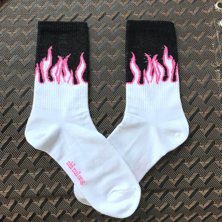 Designer Socks Korean INS Fashion Brand Haruku Style Flame Tube Cotton Street Hip Hop Skateboarding Men S And Women S Sports Socks Sports Socks
