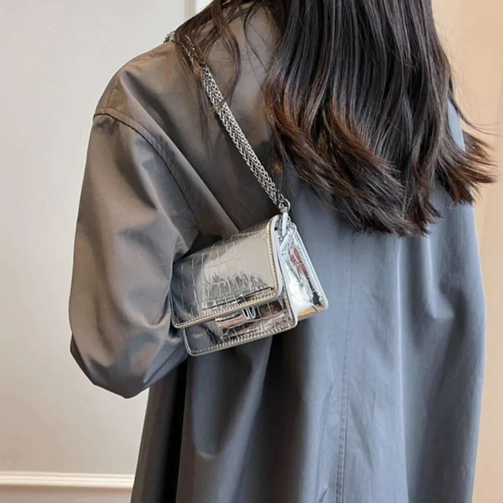 Women Sier Vintage Chic Crossbody Bag Designer Small Shoulder Bags Fashion Gold Mini Square Cute Pu Leather Handbags