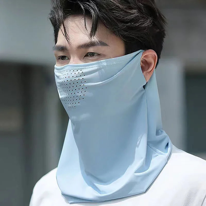 Summer Sunscreen Ice Silk Mask Neck UV Protection Face Cover Sunscreen Face With Brim Outdoor Cycling Sun Protection Hats Caps 250514