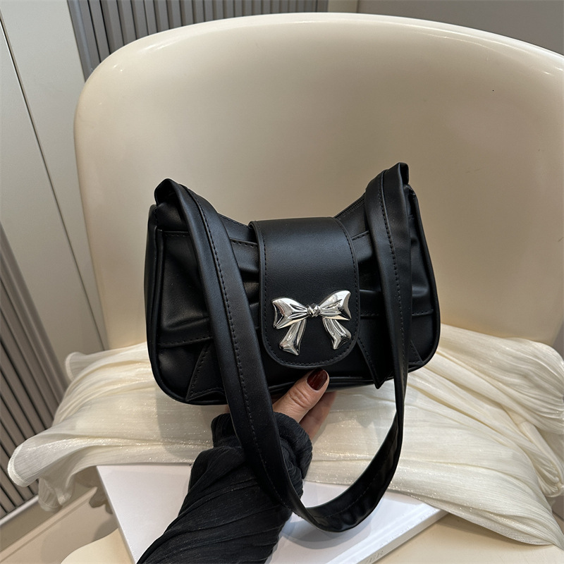 Free Delivery Designer Bag Korean Version Of Pleated Shoulder With Bow On Top Women's New Versatile Instagram Underarm For Spring And Summer 2025
