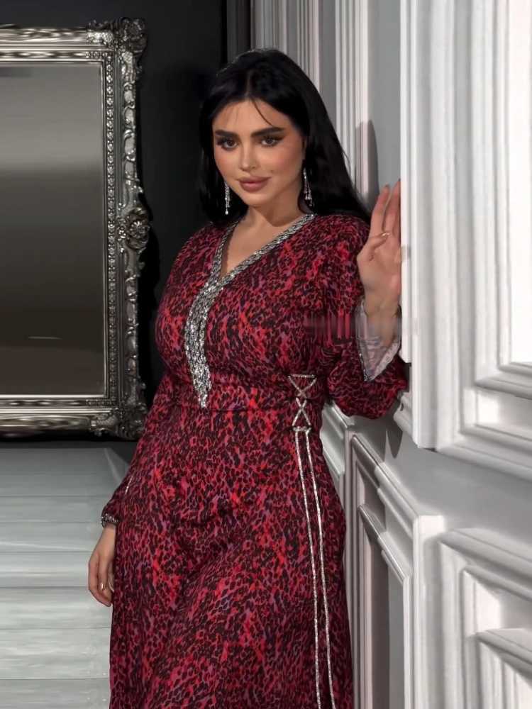 Eid Ramadan Muslim Women Dresses V Neck Abaya Party Long Dress Belt Morocco Kaftan Elegant Vestidos Dubai Turkey Robe Jalabiya X250514