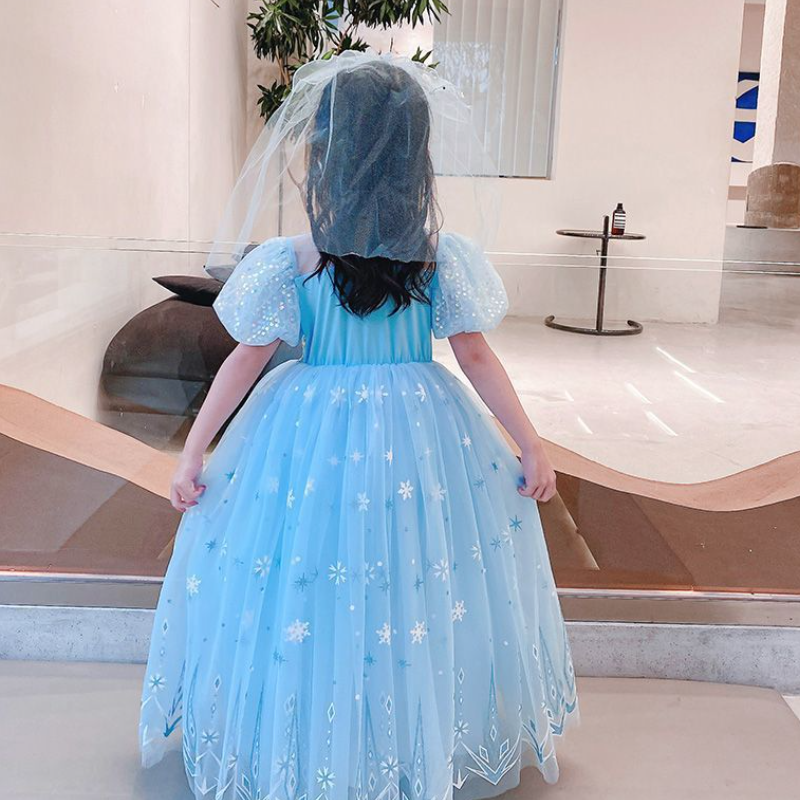 DISNEY toddler designer clothes baby girls Princess baby dress puffy tulle children's outfit cotton Frozen Elsa princess.