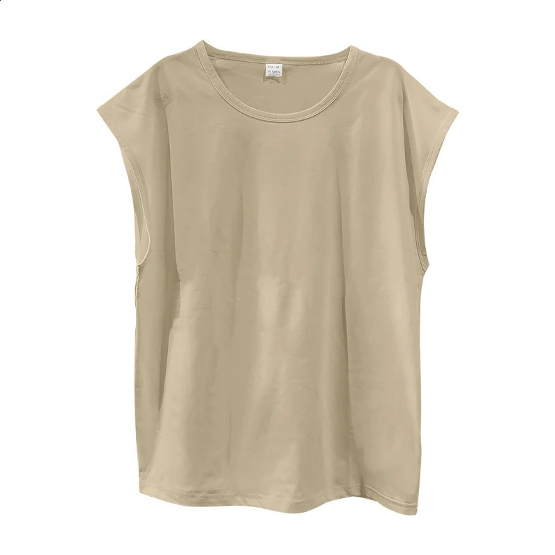 Independent station 24 cross-border mens summer sleeveless t-shirt youth casual loose solid color thin shoulder t-shirt spo 250513