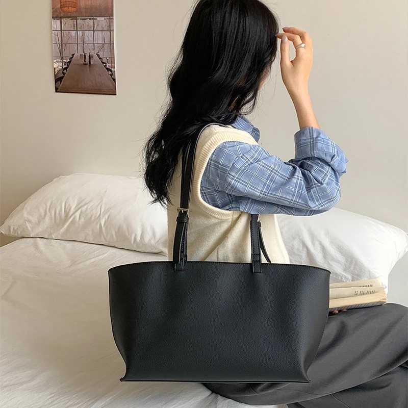 Korean Style Cmuting Tote BagCasual Soft Leather Shoder Bag for WenLarge Capacity Shopper PursesDesigner Handbags Z250514