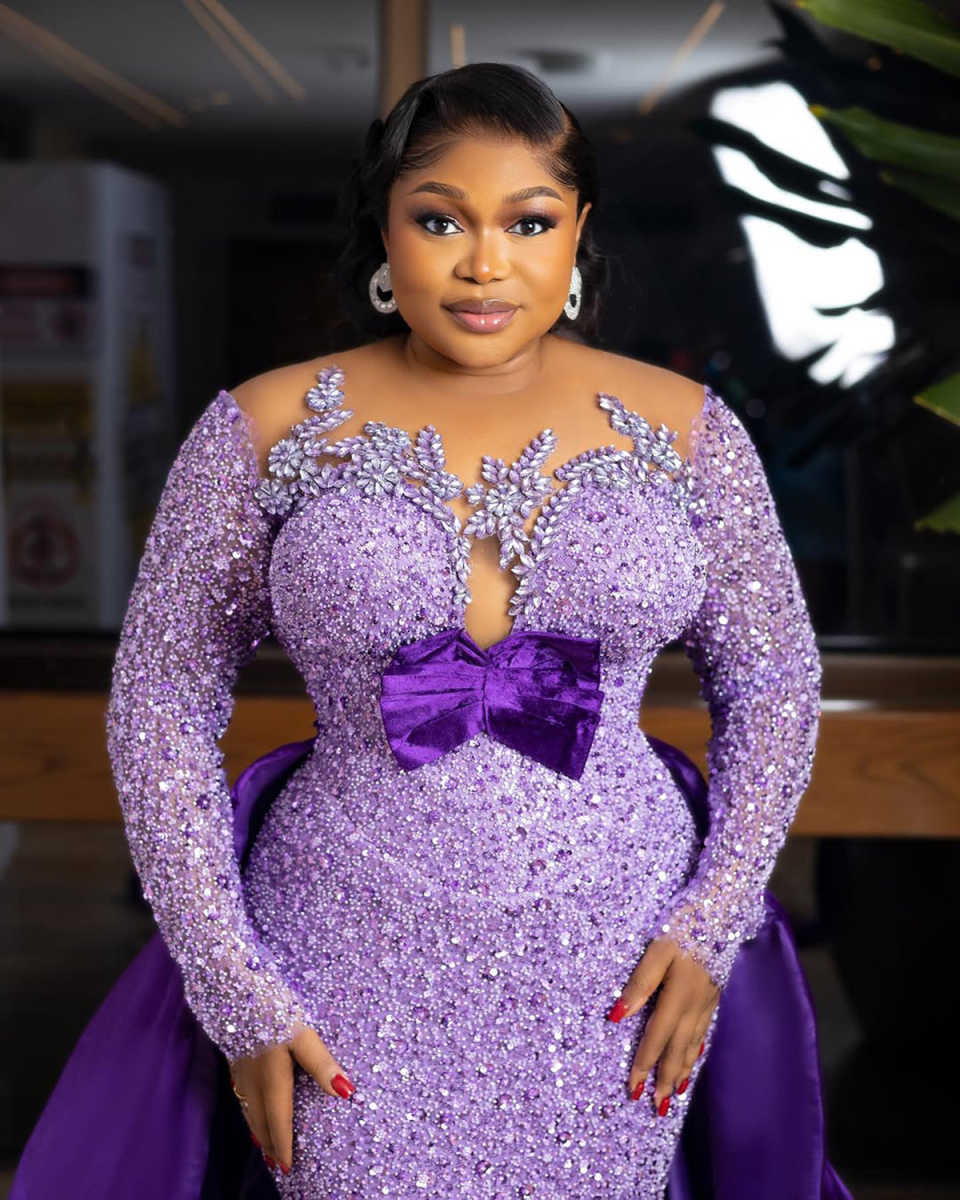 Plus Size Mermaid Evening Dress O Neck Long Sleeve Beaded Crystal Prom Gowns Detachable Sweep Train Party Dresses Customized