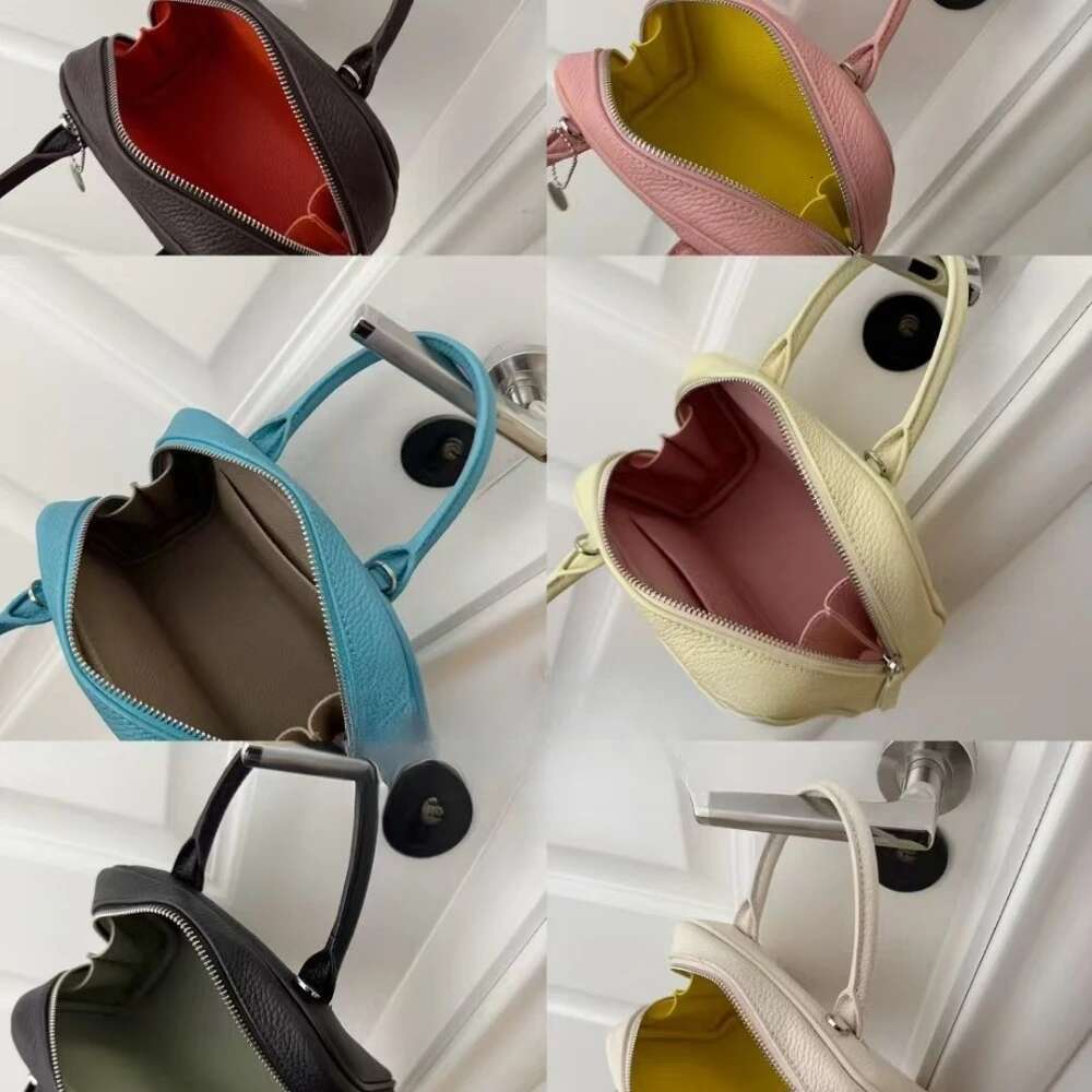 New First-Layer Cowhide Lychee Pattern Portable Small Bag Casual Versatile Single Shoulder Crossbody Leather Handbag