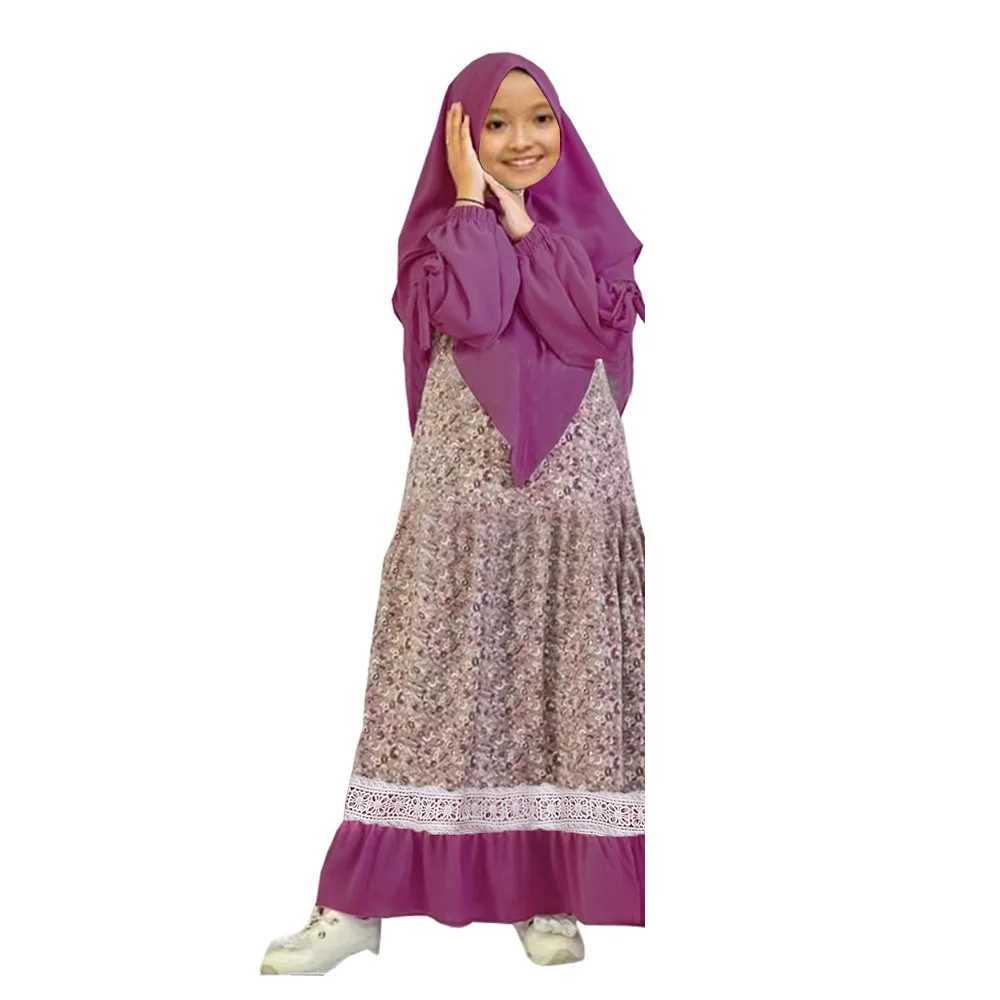 Ramadan Kids Muslim Girls Abaya Print Long Dress Party Turkey Morocco Kaftan Arab Robe Dubai Islam Eid Hijabs Gown Prayer Caftan X250514