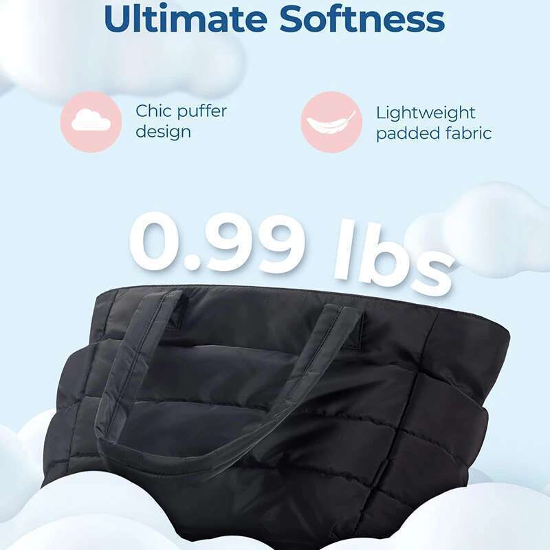 Puffy Tote For Women Big Square Cotton Padded Female Quilting Shoulder Bagshopper Purse Simple Daily Handbag Women's Bag