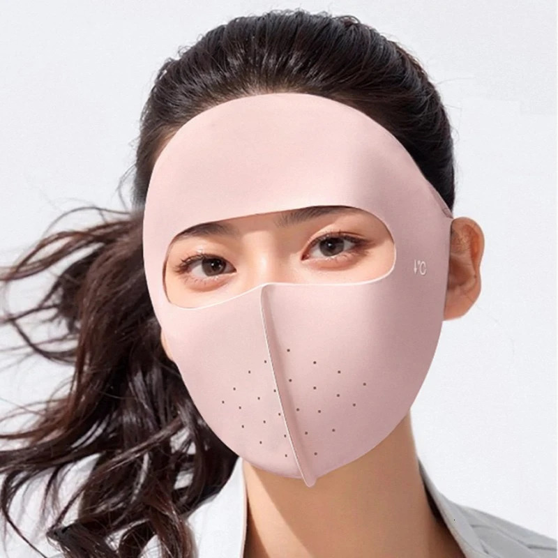 2025 Summer Sunscreen Mask Full Face Female Outdoors Face Guard Breathable Sunshade 3D Stereoscopic Ice Silk Full Face Mask 250514