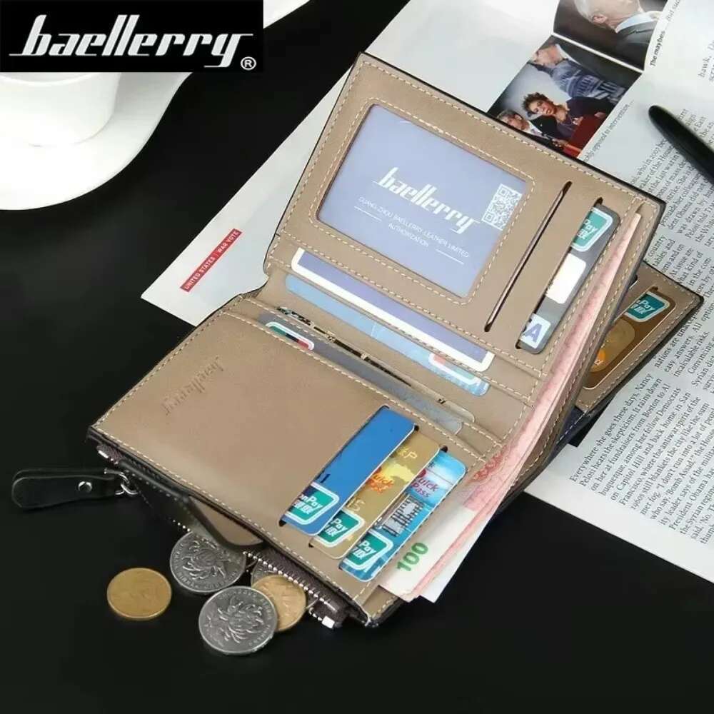 Casual Short Fashion Buckle Functional Zipper Wallet Coin Purse Multi Card Business Wallets for Men 2023