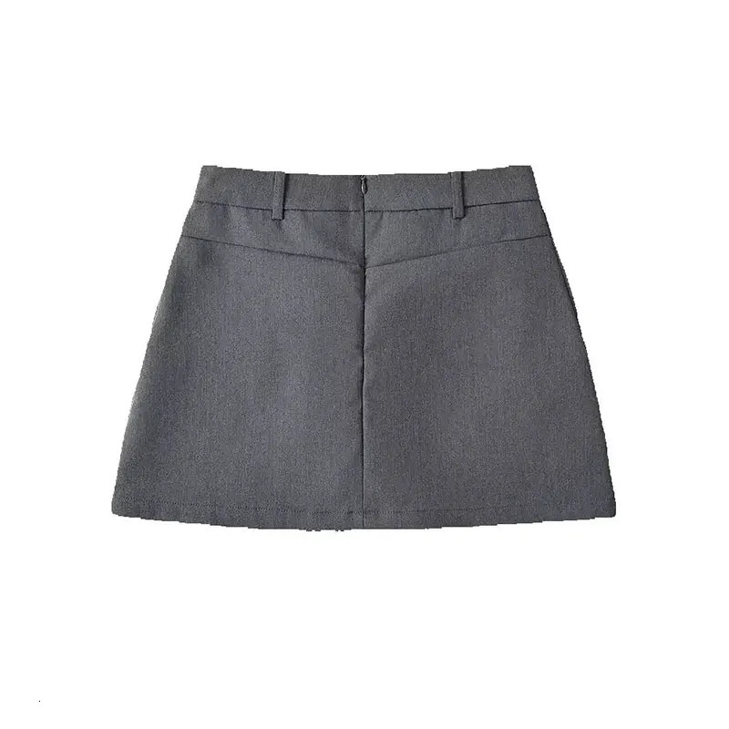 Mooyufon Women Fashion Solid Back Zipper ALine Mini Skirt Vintage High Waist Female Chic Lady Skirts 250514