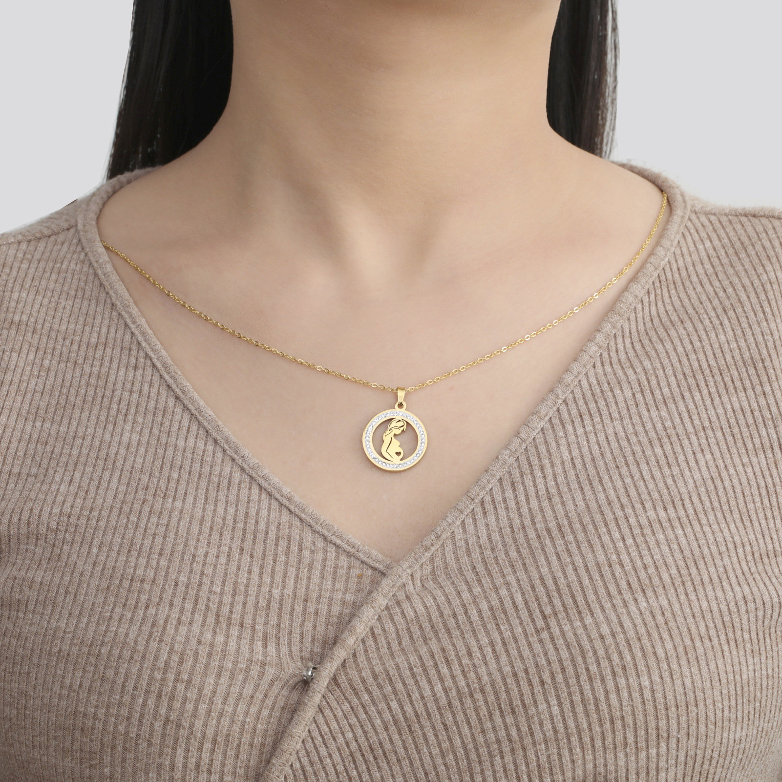 Mama Baby Love Necklace 18k Gold Plated Zircon Diamond Necklaces Mother Daughter Necklace Mama Mommy Birthday Gifts Fine Jewelry Anniversary Birthday 