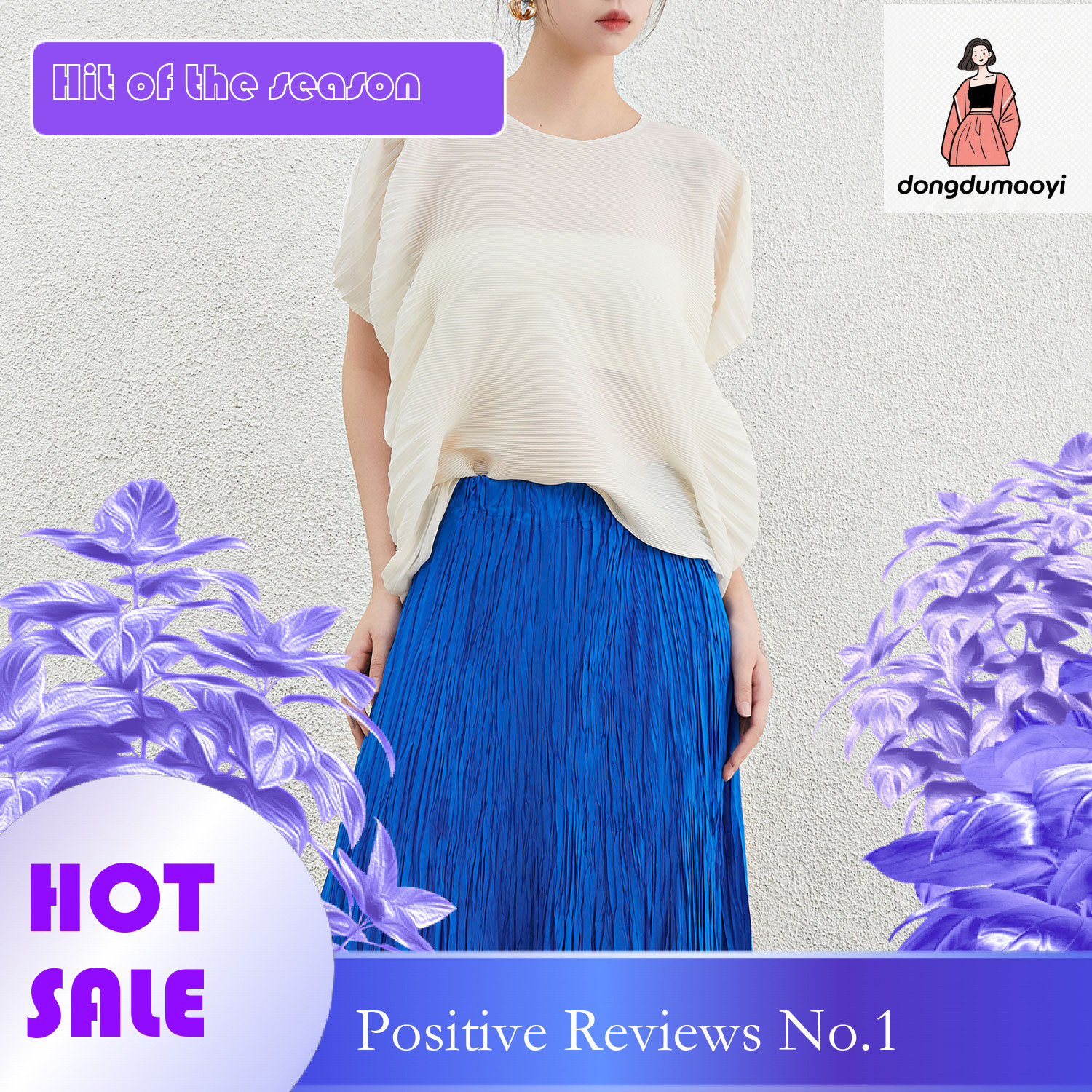 dongdumaoyi Miyake irregular loose top women's plus size summer new item fat mm slimming bat sleeves cover belly short sleeved T-shirt