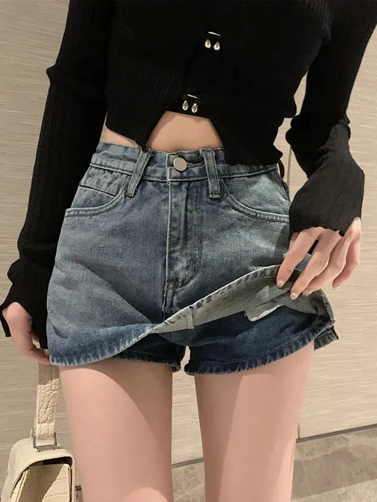 Summer HighWaisted Vintage Women Denim Short Skirt Small Slim Sexy Korea Fashion Girl Cute Street Aline Mini Jeans Pants 250514