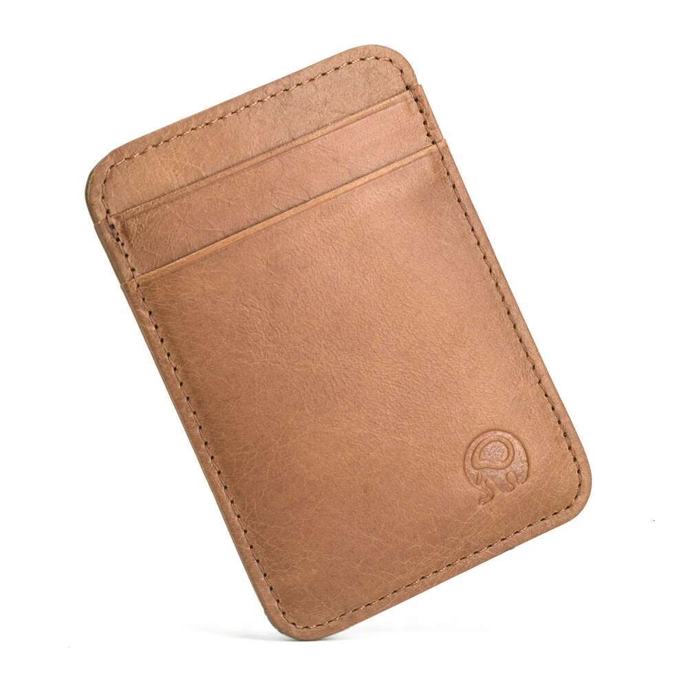 Fashion 100% Genuine Leather Thin Bank Credit Case Mini Wallet Men Bus Card Holder Cash Change Pack Business ID Pocket