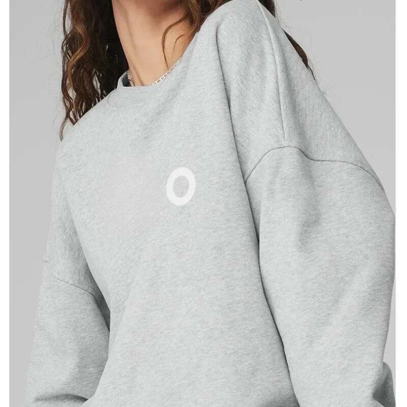 Round Neck Bright Line For Women Loose Slimming Casual Long Sleeved Top Elegant Fashion Solid Color Hoodie Designer