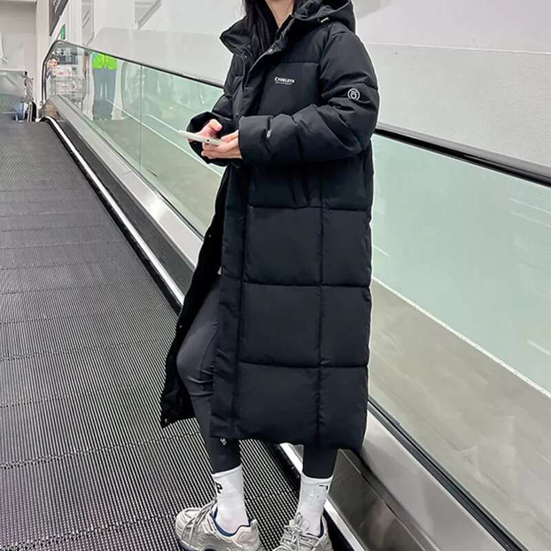 ITOOLIN Zipper Up Pockets Down Autumn Oversize Loose Turtleneck Thicken Long Coat Winter Women Casual Parkas