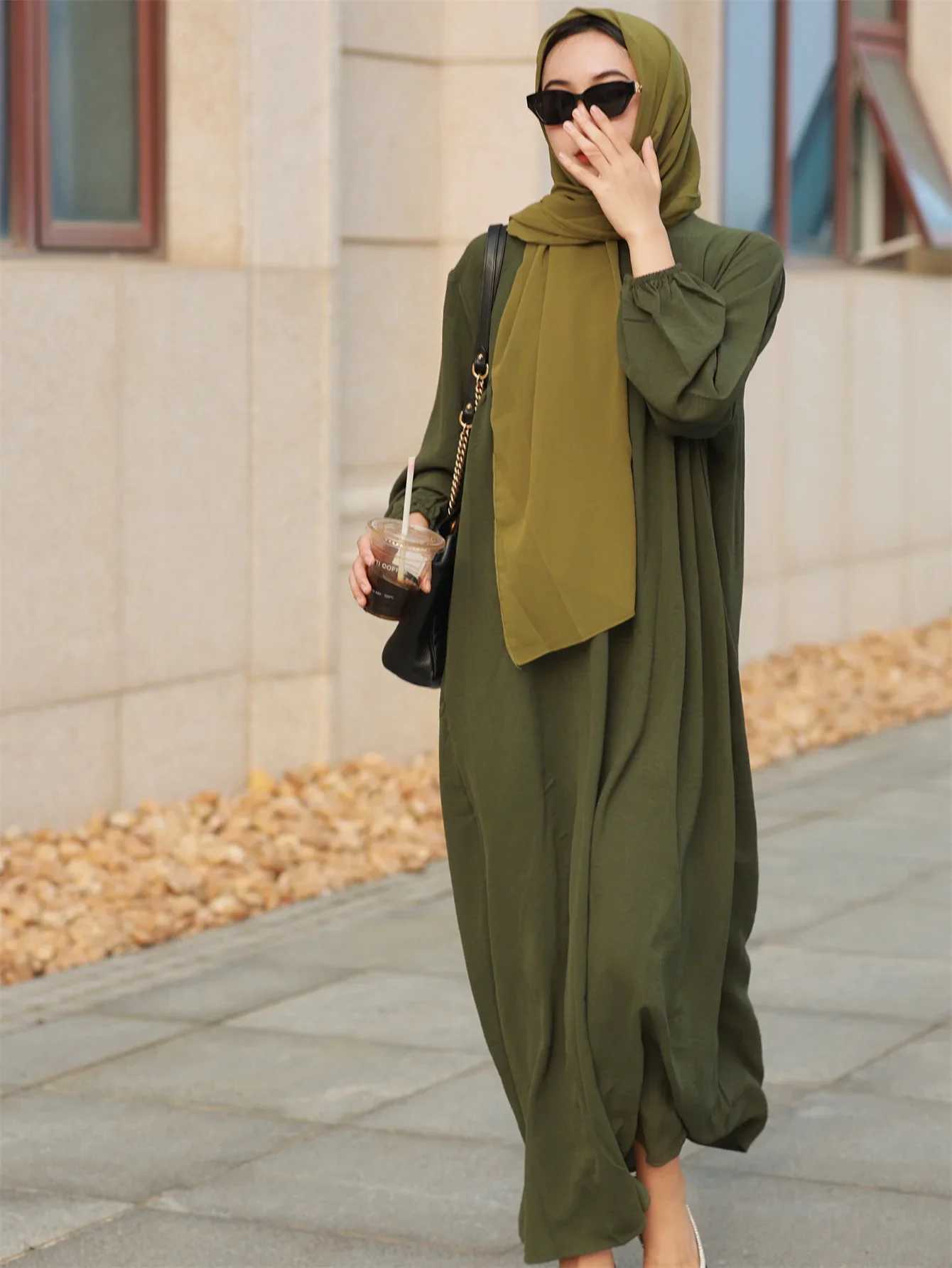 Full Slve Casual Loose Maxi Dress Women Modesty Prayer Long Dresses Abaya Muslim Dresses Ramadan Turkey Robe Islamic Clothing X250514