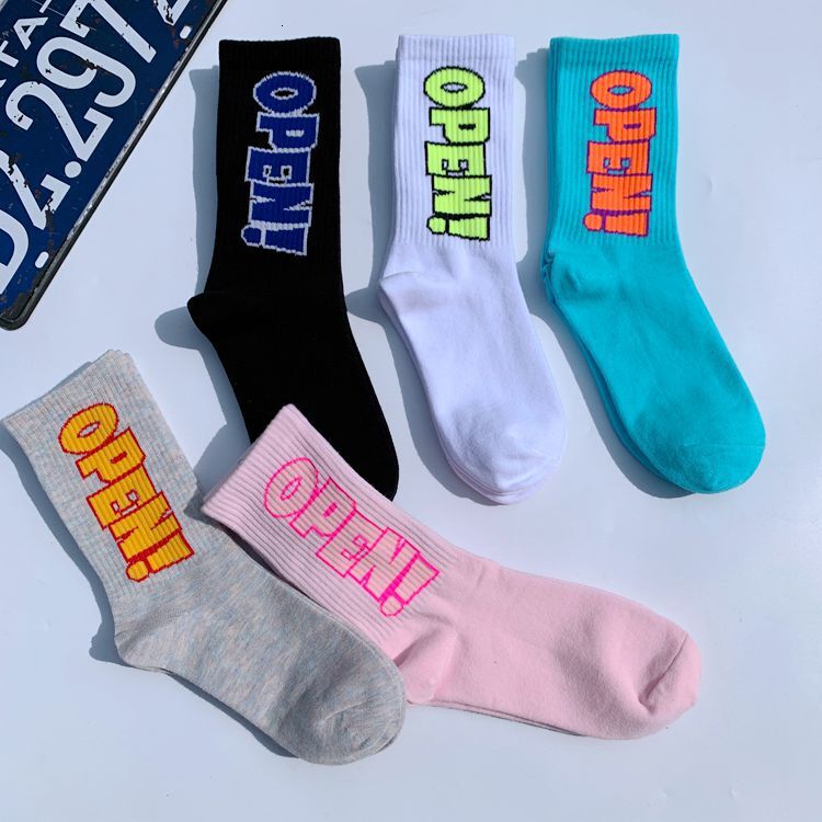 Designer Socks OPEN Men S And Women S Mid Tube Trendy Ins Haruku Hip Hop Street Academy Style Skateboarding Long Socks Sports Socks