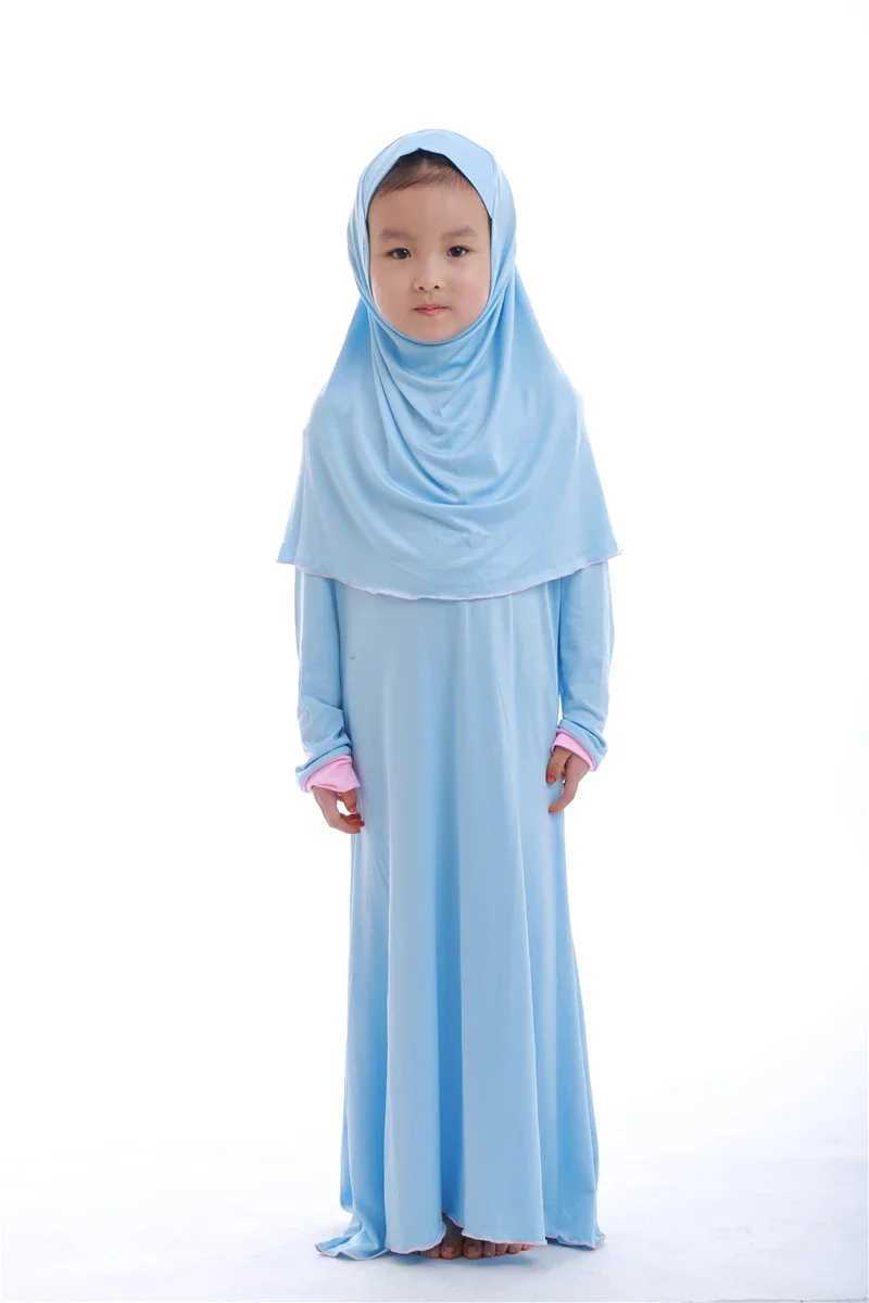 Muslim Kids Girls Prayer Dress Hijab Abaya Robe Arab Dubai Children Ramadan Kaftan Headscarf Islamic Eid Party Gown X250514