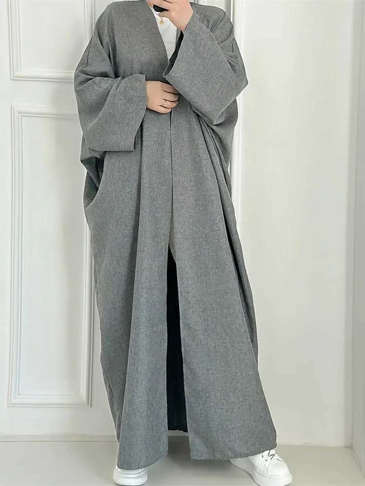 Eid Open Solid Color Batwing Abaya Dubai 2024 Modest Kimono Muslim Kaftan Dresses Abayas for Women Islam Ka Caftan Femmes X250514