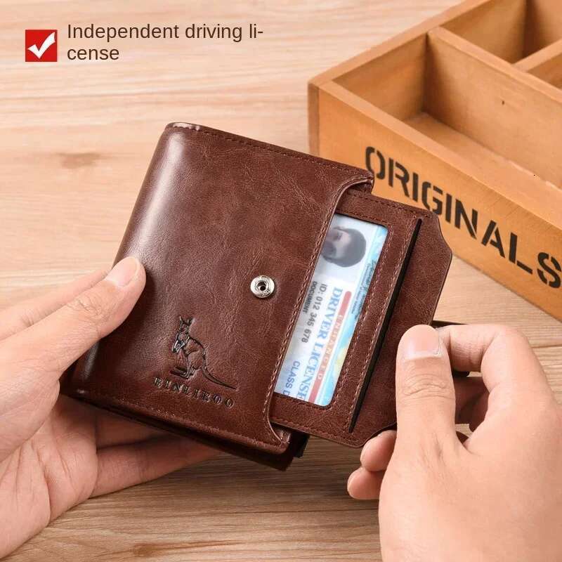 Fashion Men's Coin Purse RFID Blocking Man PU Leather Zipper Business Card Holder Money Bag Wallet for Male