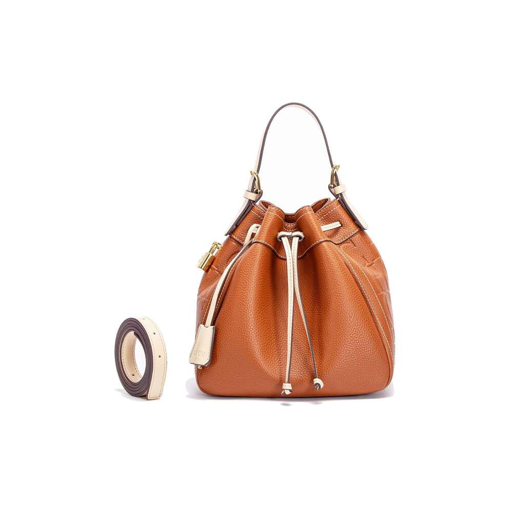 Classic Retro Style Metal Accessories Fashion Solid Color Drawstring Opening Design Simple Ladies Handbag