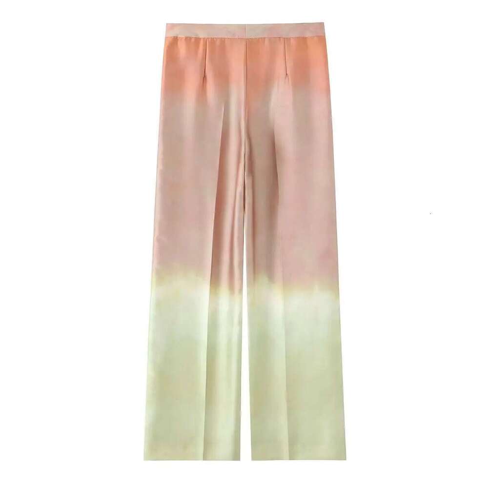 Pb&Za Summer New Women's Tie Dye Printed V-Neck Sleeveless Temperament Top High Waisted Loose Pants Set
