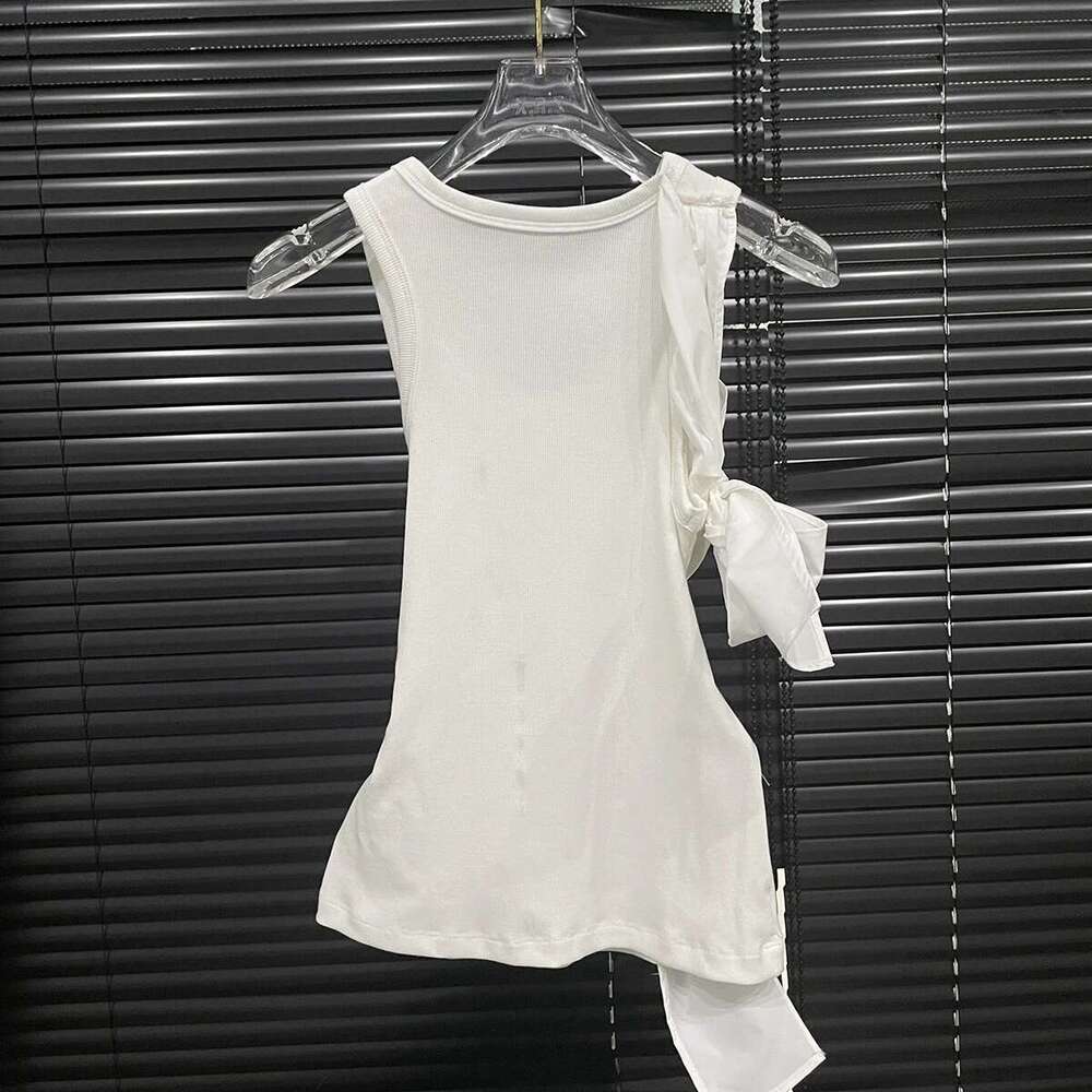 Getspring Women Tanks 2025 Spring Summer Three Dimensional Bow Decorative Sleeveless Slim White Tops All Match Fashion Vest New