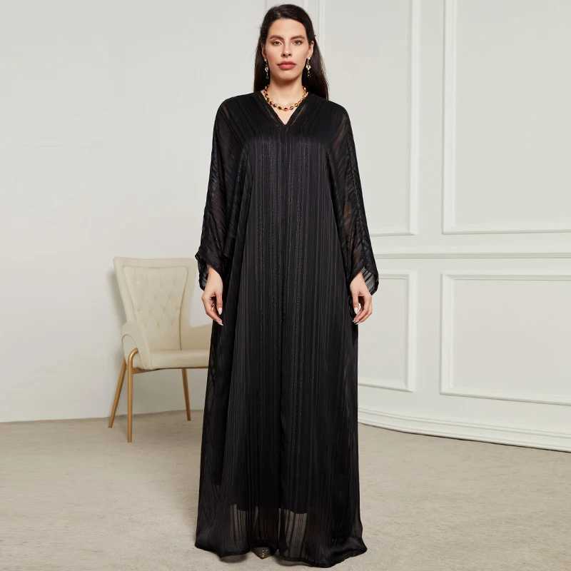 Hot Selling Abaya Set For Muslim Women Kaftan Dubai Luxury Shiny Batwing Slve Evening Party Dress Modest 2 Piece Muslim Sets X250514