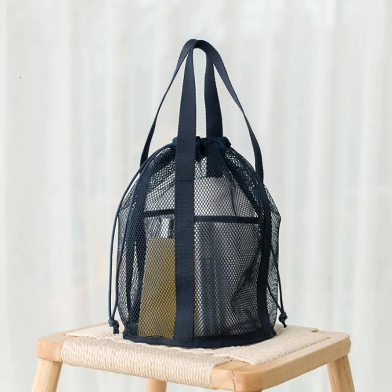 Travel Large Capacity Mesh Nylon Cosmetic Bag Organizer Foldable Casual Drawstring Bags Rope Bundle Pocket Swim Washing 250514