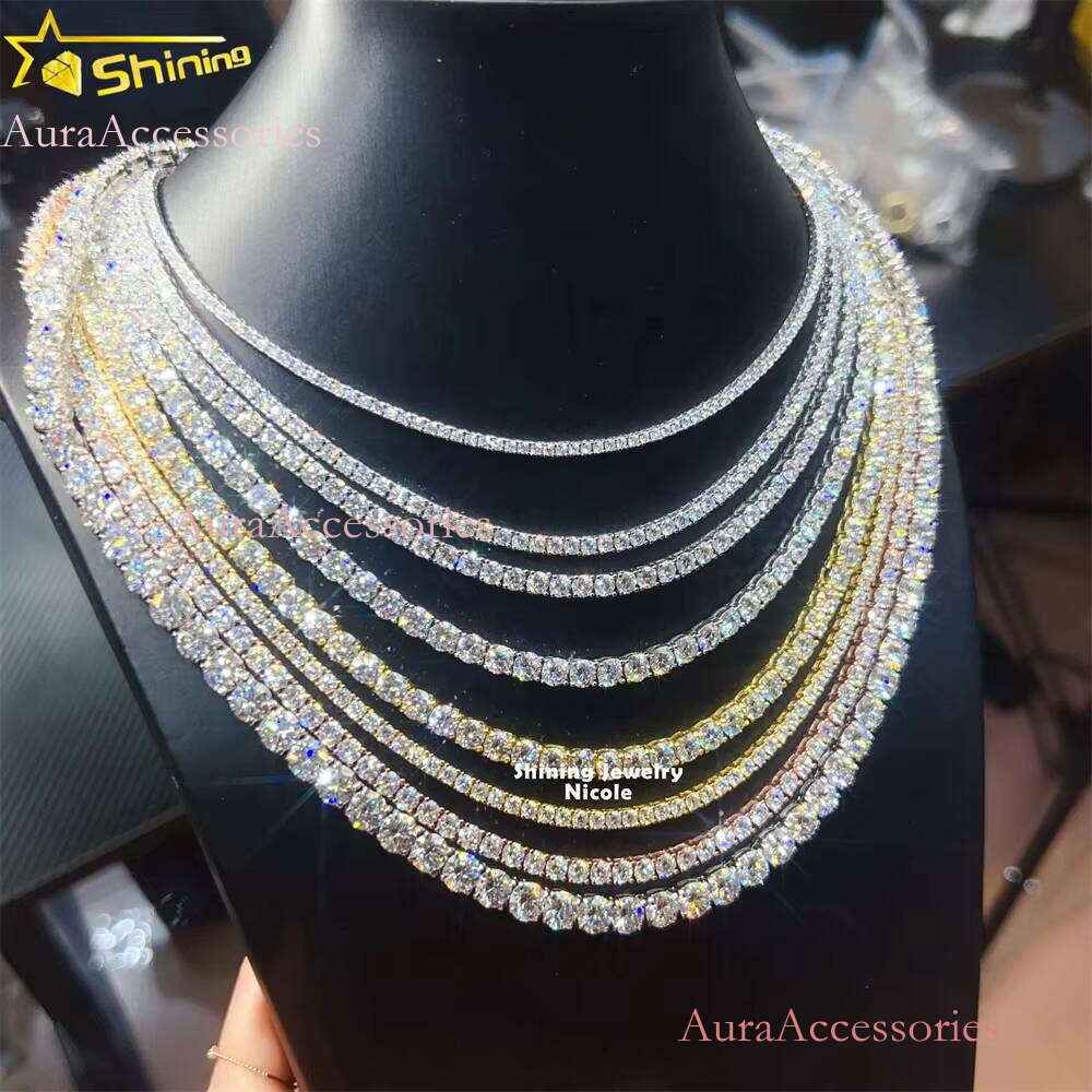Ready to Ship Wholesale D VVS Dia Necklace Bracelet Sterling Sier Moissanite Tennis Chain