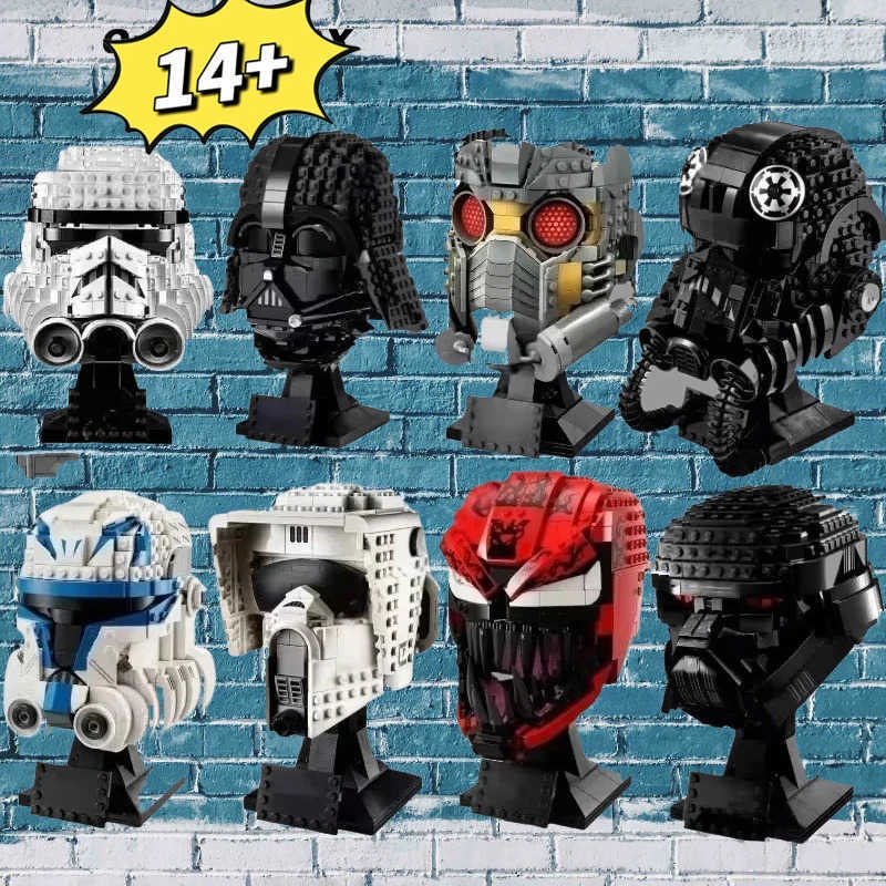 Toy Anime Stormtrooper Vader Tie Fighter Pilot Helmet Building Blocks Series Collection Bricks Model For Children Birthday Gifts W250514