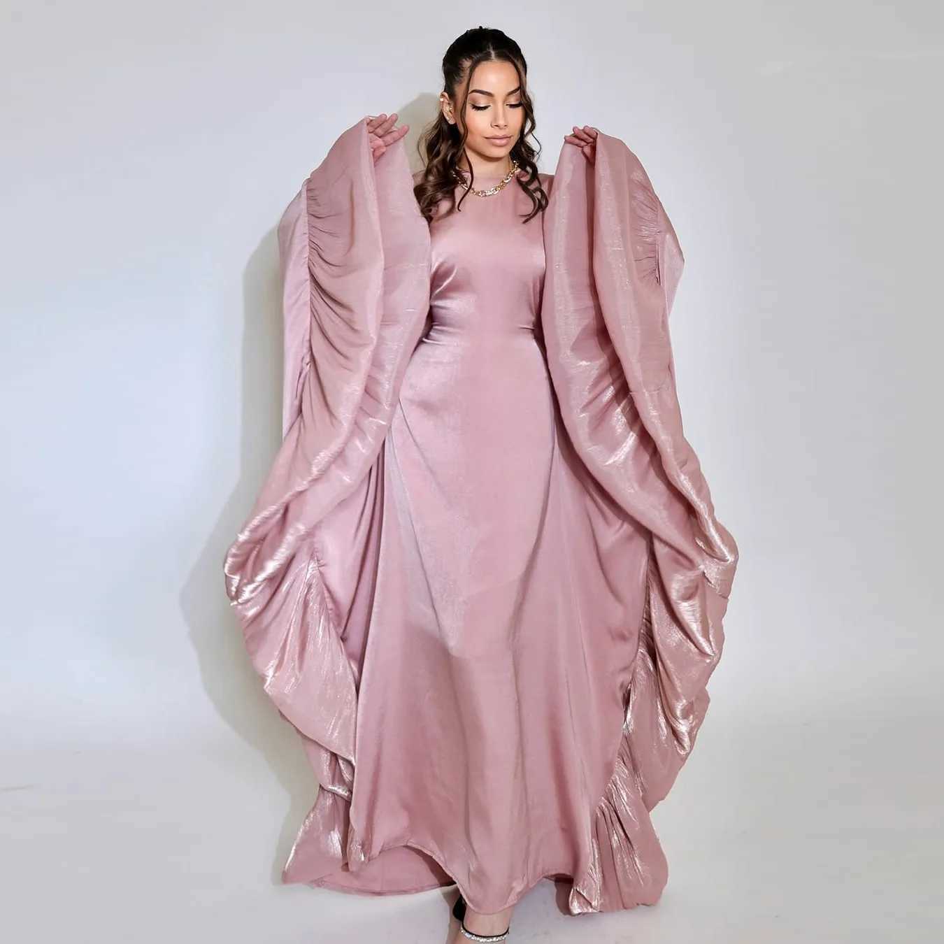Dubai Abaya Eid Satin Party Dress for Women Muslim Caftan Robe Jalabiya Ramadan Morocco Kaftan Vestidos Largos Ka Femme Gown X250514