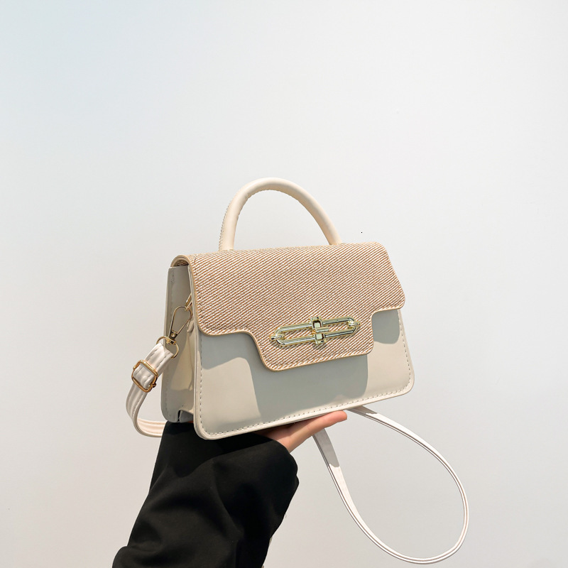 Luxury Bag New Free Delivery Designer Bag Large Capacity 2025 Spring New Lock Fashionable Splicing Women's Trendy Cross Shoulder Small Square Bag