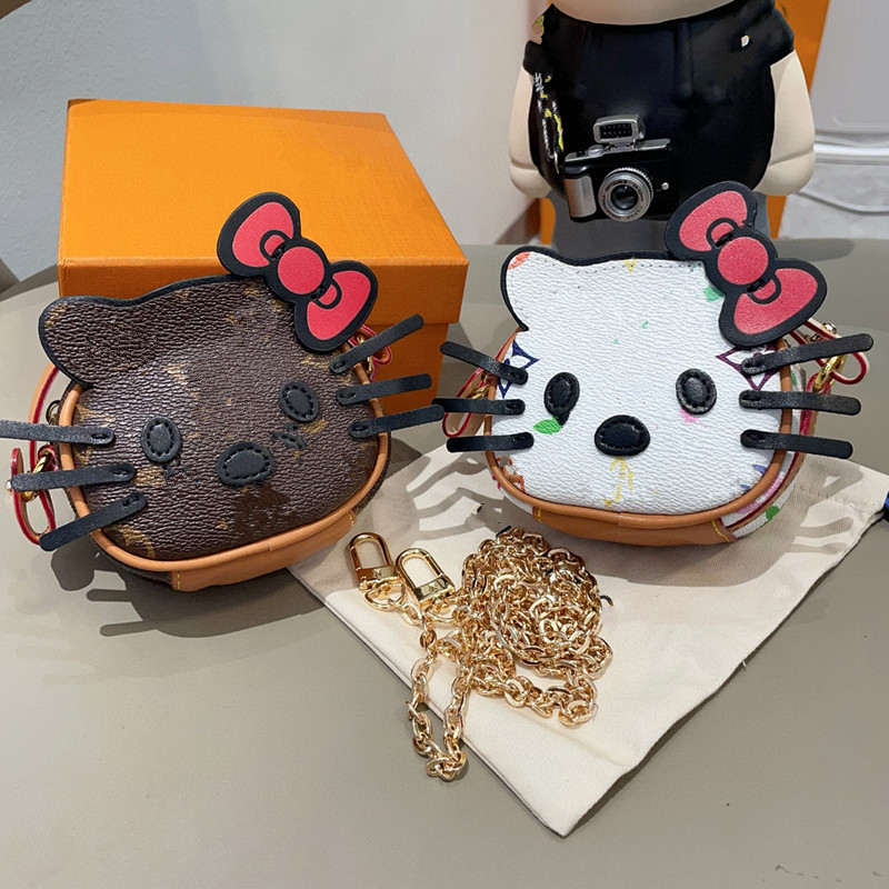 Keychain Designer Charm Letter Bag Cute Cat Women Coin Purse Key Ring Car Chain Pendant Fashion Accessories Gift Exquisite Mini Pouch Wallet Luxury Accessories