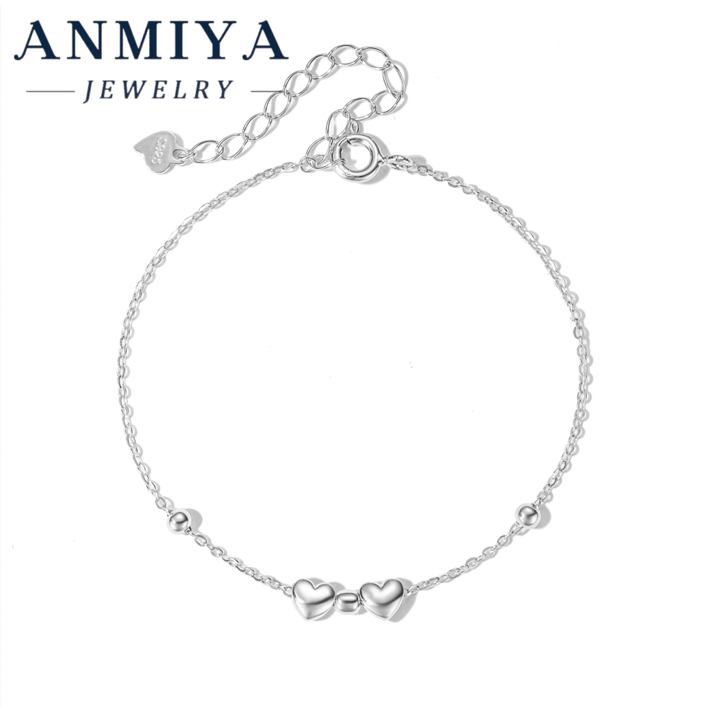 Valentine S925 Silver Jewelry Romantic Heart Bead Bracelet, Heart Shape Jewelry for Anniversaries