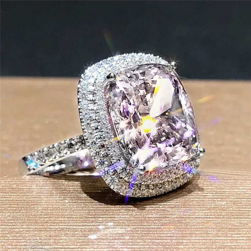 925 Sterling Silver Pink CZ Womens Rings Brilliant Engagement Wedding Accories Valentines Gift New Train JewelryXJ250514