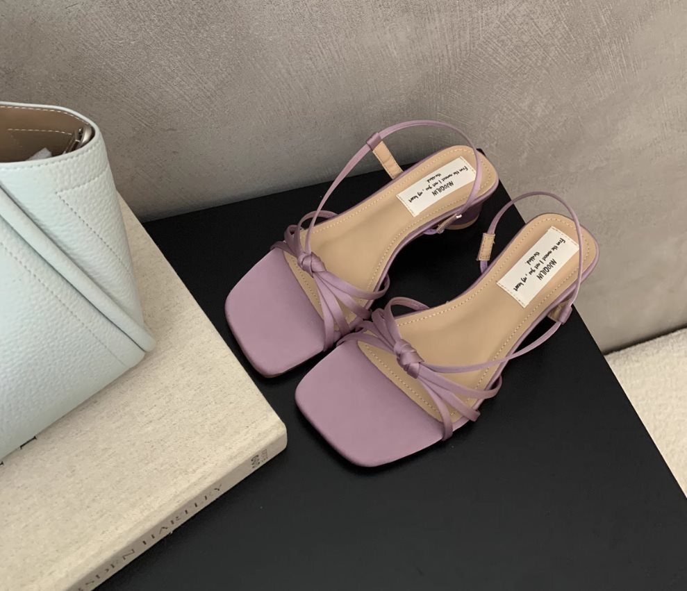Designer sandals Open toed high heels, square toe 2025 skirt, thick heel sandals, women's hundred French style new style, beautiful and gentle to