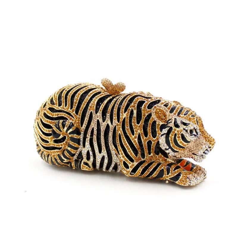 Rhinestone Ladies Tiger Handbag Hollow Out Crystal Clutch Purse Dia Women Evening Clutches Bags For Wedding Party