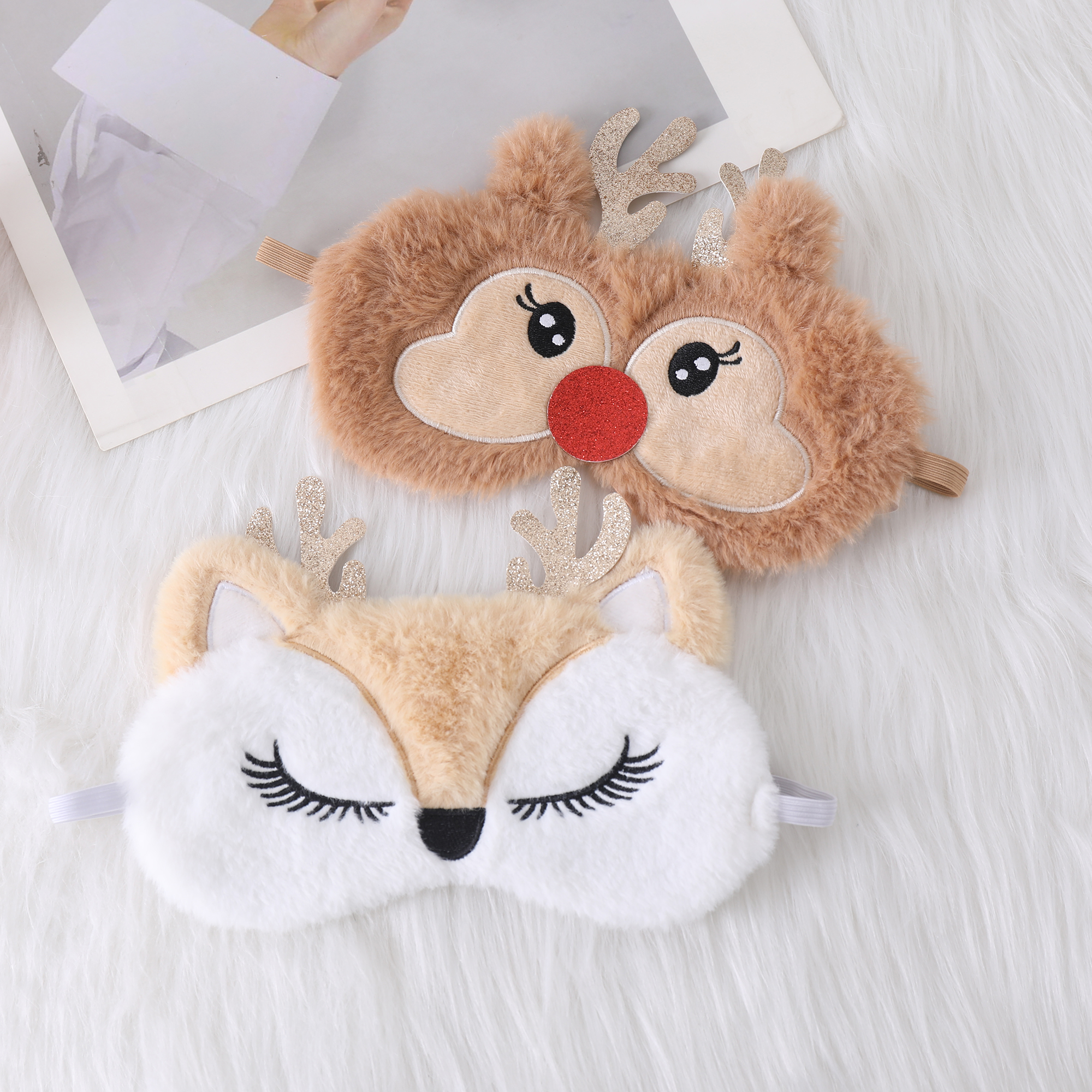 Unicorn Ear Light Blocking Sleep Eye Mask In Stock Christmas Cute Plush Style