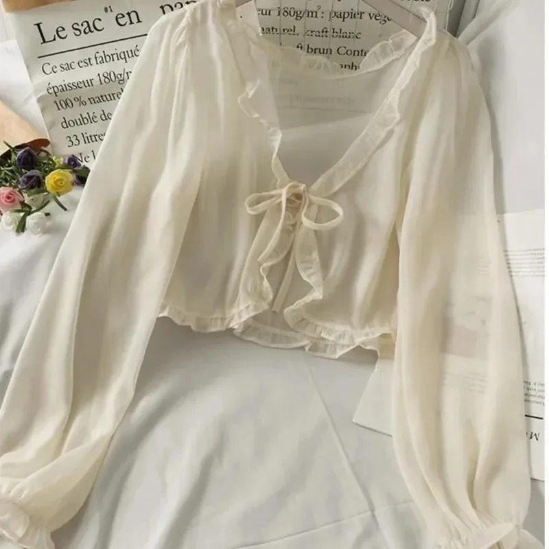 Women Thin Casual Lace Bow Summer Sun Protection Clothes Female Cardigan Shirt Clothing Tops Blouse For Woman 250514