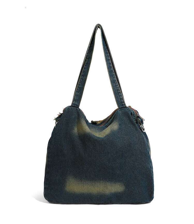 Vintage Womens Shoulder Washed Denim Large Capacity Messenger Bag Hot Girls New Fashion Designer Handbag Big Totes