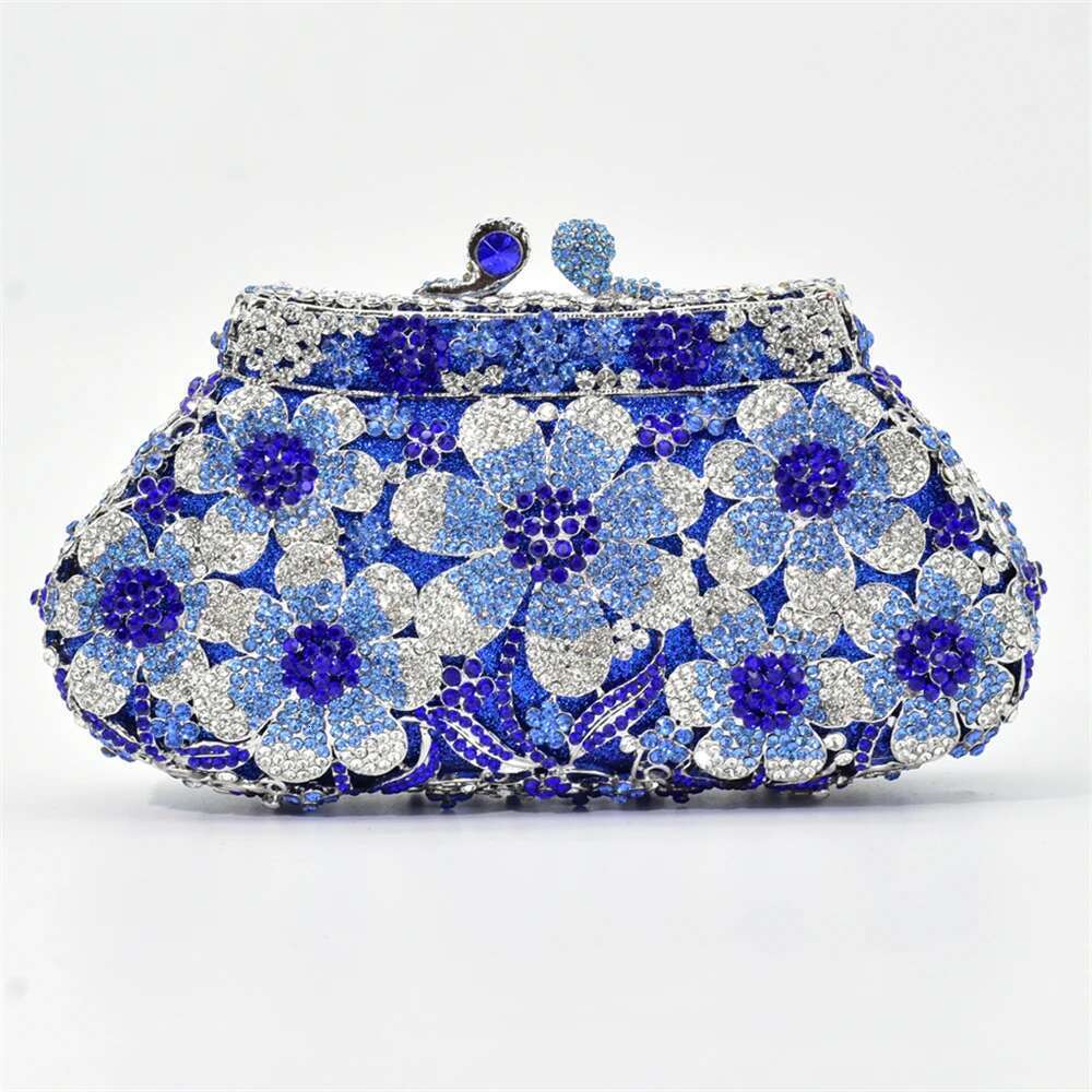 Bling Bridal New Wedding Bag Purses Flower Shape Dia Handbags Fashion Women Crystal Prom Clutch Purse