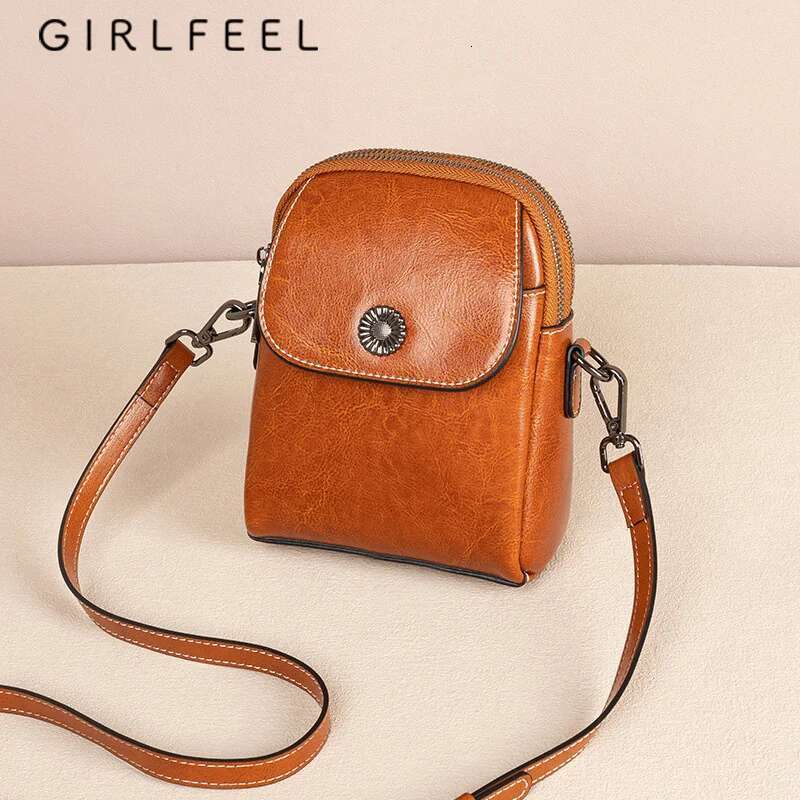 Retro Women's Crossbody Fashionable Flip Large Capacity Double-Layer Shoulder Bag High-Quality Genuine Leather Handbag 5