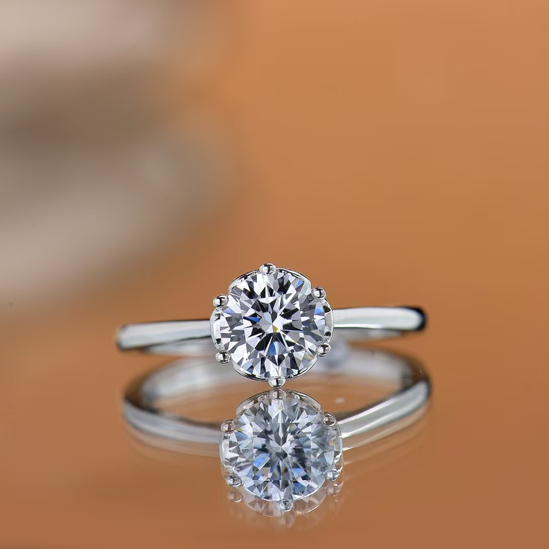 Luxurious1CT Moissanite Diamond Bouquet Ring with Bright Cut Wedding Ring S925 Pure Silver Wedding Ring Valentine's Day gift