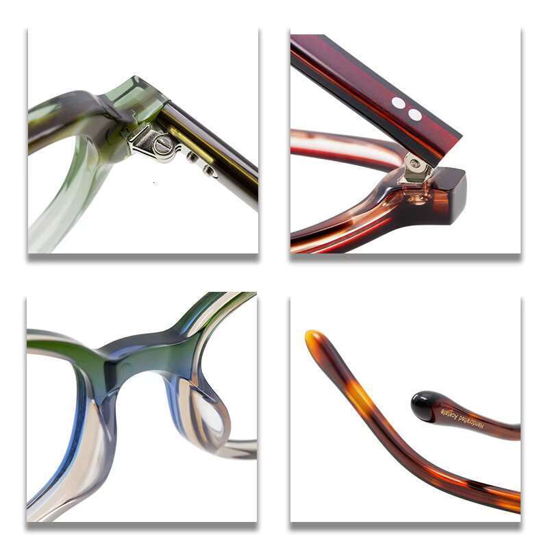 Handmade acetate fiber glasses - dual color oval frame, lightweight, easy to travel