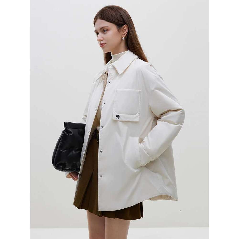 FSLE Office Lady Fashionable Warm College Style Shirt Down Jacket For Women's Winter New Casual Loose Women Shirts 23Fs14121
