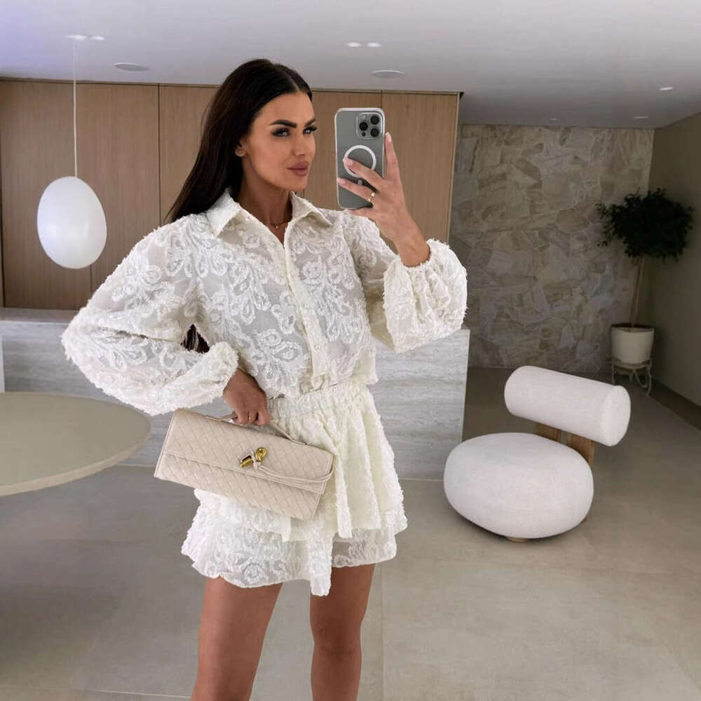 Sets for Women Outfits 25 Year Summer Lace Hollow Out Casual Long Sleeved Set -68689 Washable Gentle Wind Leisure Time Business Affairs New Product